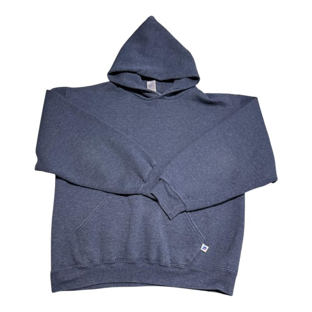 Y2K Russell Athletic Blank Gray Blue Hoodie Sweatshirt Adult Medium